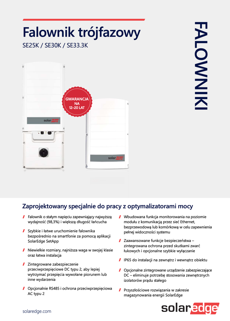 SolarEdge SE33.3K-RW00IBNM4 / Ethernet/ RS485/ MC4